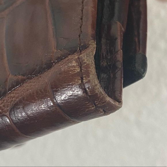 Brighton Croc Embossed Leather Brown Wallet On Strap Heart Coin-purse Billfold - Picture 10 of 10